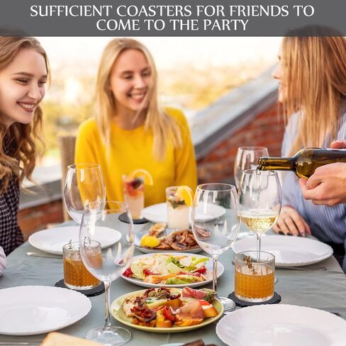 60 Pieces Round Slate Coasters Bulk 4 x 4 Inch Black Slate Stone Coasters Slate Drink Coasters Bar Coasters Cup Coaster with Anti Scratch Bottom for Kitchen Drinks Table Bar Home in Saudi Arabia