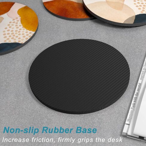 Nipichsha Coasters for Drinks, Set of 6 Absorbent Rubber Drink Coasters with Non-Slip Backing, Cute Drink Coasters for Cup Kitchen Home Decor Housewarming Gift, Round 4", Abstract Boho Leaf in Saudi Arabia