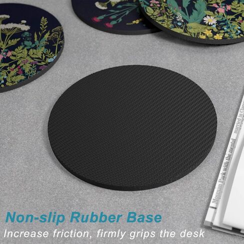 Nipichsha Coasters for Drinks, Set of 6 Absorbent Rubber Drink Coasters with Non-Slip Backing, Cute Drink Coasters for Cup Kitchen Home Decor Housewarming Gift, Round 4", Abstract Boho Leaf in Kuwait