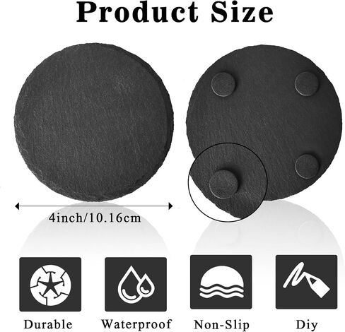 60 PCS Slate Drink Coasters, MAPRIAL 4 Inch Black Blank Handmade Rock Stone Coasters Bulk, 30 PCS Square Coasters, 30 PCS Hexagon Coasters for Laser Engraving, Home Decor, Gifts, Halloween Christmas in Saudi Arabia