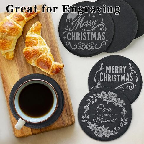 60 PCS Slate Drink Coasters, MAPRIAL 4 Inch Black Blank Handmade Rock Stone Coasters Bulk, 30 PCS Square Coasters, 30 PCS Hexagon Coasters for Laser Engraving, Home Decor, Gifts, Halloween Christmas in Saudi Arabia