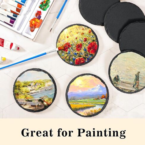 60 PCS Slate Drink Coasters, MAPRIAL 4 Inch Black Blank Handmade Rock Stone Coasters Bulk, 30 PCS Square Coasters, 30 PCS Hexagon Coasters for Laser Engraving, Home Decor, Gifts, Halloween Christmas in Saudi Arabia