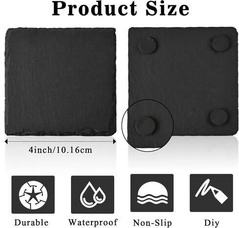 60 PCS Slate Drink Coasters, MAPRIAL 4 Inch Black Blank Handmade Rock Stone Coasters Bulk, 30 PCS Square Coasters, 30 PCS Hexagon Coasters for Laser Engraving, Home Decor, Gifts, Halloween Christmas in Saudi Arabia
