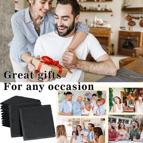 60 PCS Slate Drink Coasters, MAPRIAL 4 Inch Black Blank Handmade Rock Stone Coasters Bulk, 30 PCS Square Coasters, 30 PCS Hexagon Coasters for Laser Engraving, Home Decor, Gifts, Halloween Christmas in Saudi Arabia
