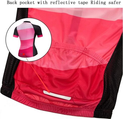 Cycling Jersey Women Bike Short Sleeve with 3 Rear Pockets,Reflective Breathable,Quick Dry S-3XL in Saudi Arabia