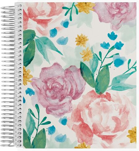 دفتر ملاحظات Erin Condren مقاس 8.5 بوصة × 11 بوصة - أزهار بألوان مائية، دفتر تدوين وكتابة 160 صفحة مبطنة، ورق موهوك سميك 80 رطل، ملصقات متضمنة in Saudi Arabia