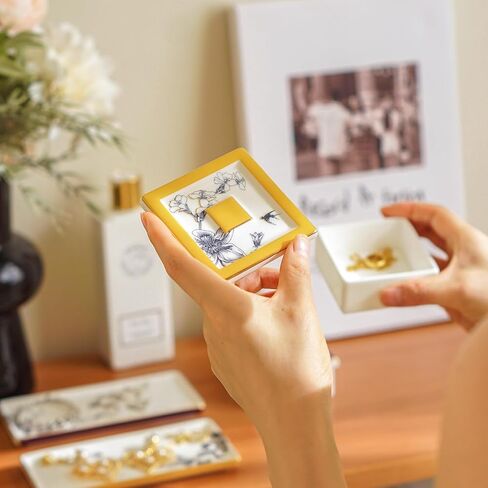 Royal Dutch Fine Bone China Jewelry Tray and Box Set Trinket Ring Dish Home Decor for Mom Sister Friends, Jewelry Organizer with Flower Pattern in Saudi Arabia