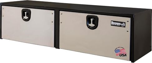 Buyers Products 1703700 Black Steel Underbody Truck Box With Silver Polished Stainless Steel Door, 14 x 16 x 24 Inch, Made In The USA, Truck Tool Box Organizer With Storage, Job Box For Work Truck in Saudi Arabia
