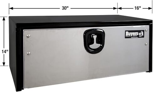 Buyers Products 1703700 Black Steel Underbody Truck Box With Silver Polished Stainless Steel Door, 14 x 16 x 24 Inch, Made In The USA, Truck Tool Box Organizer With Storage, Job Box For Work Truck in Saudi Arabia