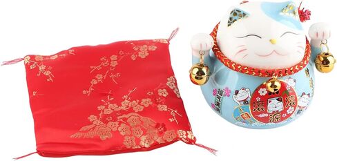 Tissting Lucky Cat 4.5in Thriving Business Money Ceramic Coin Bank with Bells, Beckoning Maneki Neko Good Lucky Saving Pot Feng Shui Decor for Home Car Shop(#1) in Kuwait