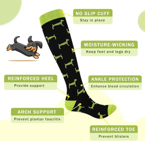 Compression Socks for Women & Men 20-30mmgh Knee High Socks for Running Nurse Travel 4-Pairs Animal Print in Saudi Arabia
