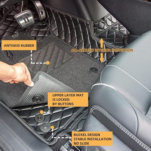 حصائر أرضية مزدوجة الطبقات لـ 2021-2023 Volkswagen ID.4 (مجموعة كاملة) بطانات شحن خلفية لصندوق السيارة 7DEEKEI (طبقتين) جميع الأحوال الجوية مضادة للانزلاق VW ID4 2021 2022 2023 ملحقات in Kuwait