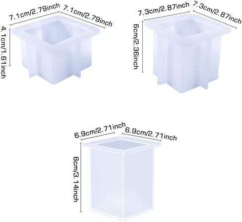 FineInno 3 Size Square Tealight Candle Holder Resin Molds, Rectangle Candle Holder Silicone Molds, Geometry Tea Light Candle Molds for Epoxy Resin Casting (3 Size Resin Molds) in Saudi Arabia