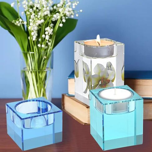 FineInno 3 Size Square Tealight Candle Holder Resin Molds, Rectangle Candle Holder Silicone Molds, Geometry Tea Light Candle Molds for Epoxy Resin Casting (3 Size Resin Molds) in Saudi Arabia