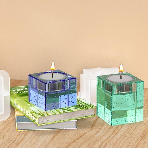 FineInno 3 Size Square Tealight Candle Holder Resin Molds, Rectangle Candle Holder Silicone Molds, Geometry Tea Light Candle Molds for Epoxy Resin Casting (3 Size Resin Molds) in Saudi Arabia