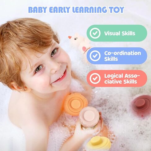 Stacking & Nesting Baby Toys: Squeeze Teething Baby Toys and Building Circle with Dinosaur Figure - Newborn Essentials for 6 12 18 Months Baby Toddler Boys 7 Pcs in Saudi Arabia
