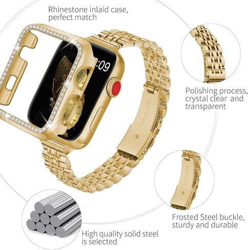 SEURE Slim Stainless Steel Band Compatible with Apple Watch Bands 38mm 40mm 41mm 42mm 44mm 45mm 49mm, Women Metal Straps with Case for iWatch Bands Series 9 8 7 6 5 4 3 2 1 SE in Saudi Arabia