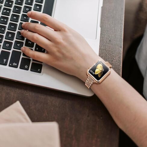 SEURE Slim Stainless Steel Band Compatible with Apple Watch Bands 38mm 40mm 41mm 42mm 44mm 45mm 49mm, Women Metal Straps with Case for iWatch Bands Series 9 8 7 6 5 4 3 2 1 SE in Saudi Arabia