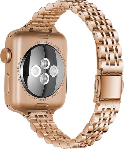 SEURE Slim Stainless Steel Band Compatible with Apple Watch Bands 38mm 40mm 41mm 42mm 44mm 45mm 49mm, Women Metal Straps with Case for iWatch Bands Series 9 8 7 6 5 4 3 2 1 SE in Saudi Arabia