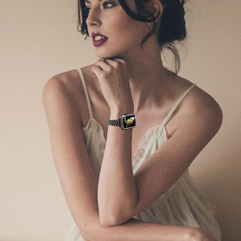 SEURE Slim Stainless Steel Band Compatible with Apple Watch Bands 38mm 40mm 41mm 42mm 44mm 45mm 49mm, Women Metal Straps with Case for iWatch Bands Series 9 8 7 6 5 4 3 2 1 SE in Kuwait