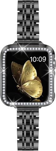 SEURE Slim Stainless Steel Band Compatible with Apple Watch Bands 38mm 40mm 41mm 42mm 44mm 45mm 49mm, Women Metal Straps with Case for iWatch Bands Series 9 8 7 6 5 4 3 2 1 SE in Kuwait