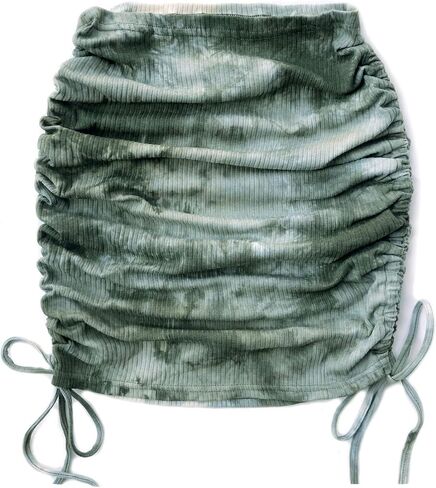 TONCHENGSD Women's High Waist Ribbed Side Drawstring Ruched Stretchy Bodycon Mini Short Skirt in Saudi Arabia