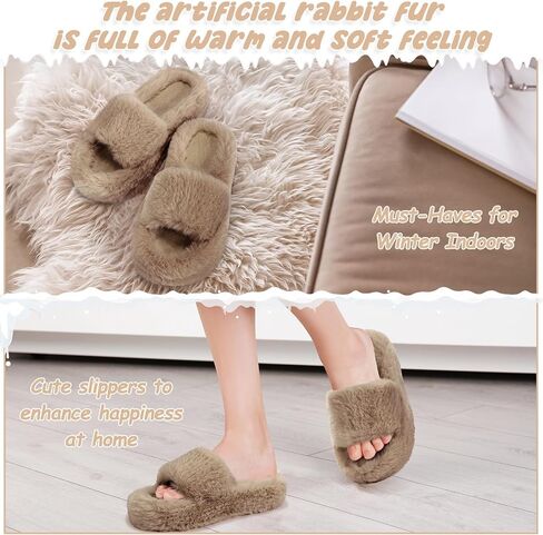Suhine 4 Pair Women's Fuzzy House Slippers Plush Bedroom Slippers Bridesmaid Slippers Open Toe Fluffy Slippers Anti Skid Foam Support Shoes Sandals in Saudi Arabia
