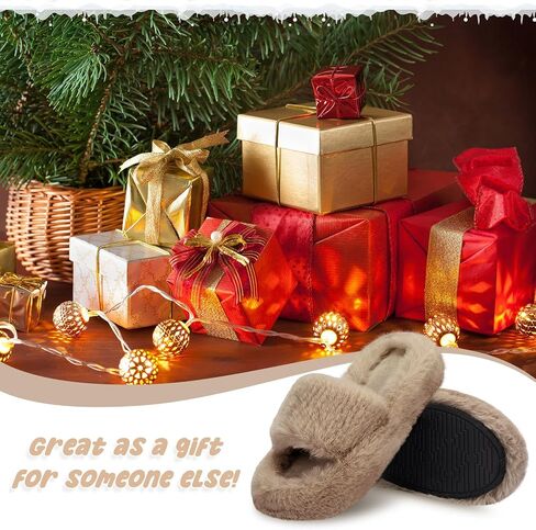 Suhine 4 Pair Women's Fuzzy House Slippers Plush Bedroom Slippers Bridesmaid Slippers Open Toe Fluffy Slippers Anti Skid Foam Support Shoes Sandals in Saudi Arabia