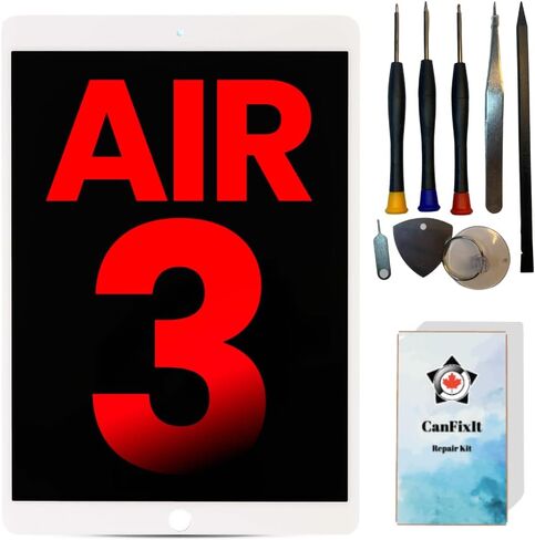 استبدال شاشة CanFixIt متوافق مع iPad Air 3 A2152 A2153 A2123 A2154 شاشة LCD مقاس 9.7 بوصات مع مجموعة رقمية تعمل باللمس مع مجموعة أدوات لاصقة وإصلاح (أبيض) in Saudi Arabia