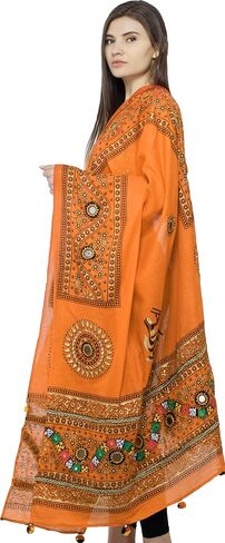 Printed Dupatta from Kutch with Hand-Embroidered Florals and Mirrors in Saudi Arabia