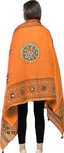 Printed Dupatta from Kutch with Hand-Embroidered Florals and Mirrors in Saudi Arabia