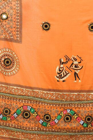Printed Dupatta from Kutch with Hand-Embroidered Florals and Mirrors in Saudi Arabia