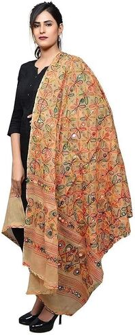 Trend Rajasthani Women's Cotton Mirror Sippi Work Phulkari Heavy Dupatta, Kutch Work Embroidery Scarf for Women. in Saudi Arabia