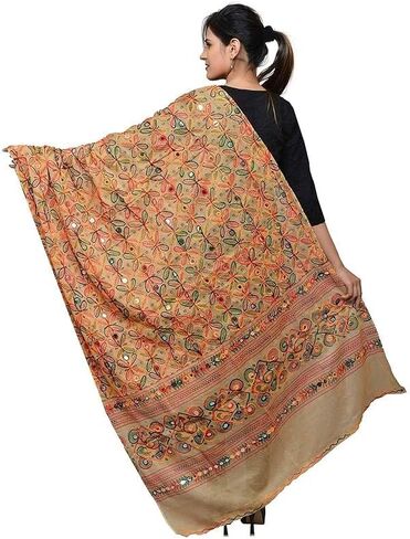 Trend Rajasthani Women's Cotton Mirror Sippi Work Phulkari Heavy Dupatta, Kutch Work Embroidery Scarf for Women. in Saudi Arabia
