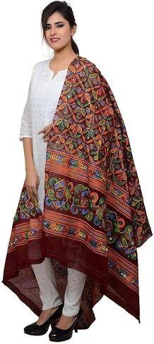 Trend Rajasthani Women's Cotton Mirror Sippi Work Phulkari Heavy Dupatta, Kutch Work Embroidery Scarf for Women. in Saudi Arabia