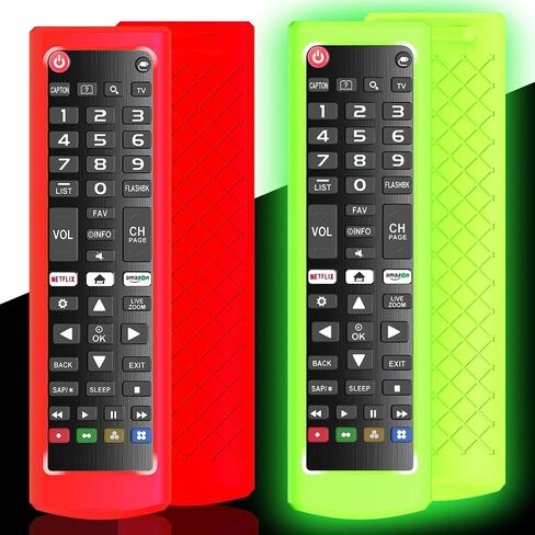 2Pack Case for LG TV Remotes, Remote Cover for LG Smart TV Remote Control AKB75095307 AKB75375604 AKB74915305 Original, Replacement Silicone Skin Sleeve Glow in The Dark Red Blue in Saudi Arabia