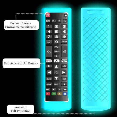 2Pack Case for LG TV Remotes, Remote Cover for LG Smart TV Remote Control AKB75095307 AKB75375604 AKB74915305 Original, Replacement Silicone Skin Sleeve Glow in The Dark Red Blue in Saudi Arabia