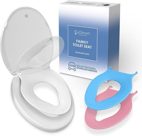 Elongated Family Toilet Seat with Built-In Toddler Potty Training Attachment and Adult Seat, 2 Extra Toddler Seats with Easy Install, All-in-One Slow Close Seat with Magnet Design in Saudi Arabia