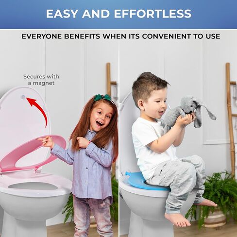Elongated Family Toilet Seat with Built-In Toddler Potty Training Attachment and Adult Seat, 2 Extra Toddler Seats with Easy Install, All-in-One Slow Close Seat with Magnet Design in Saudi Arabia