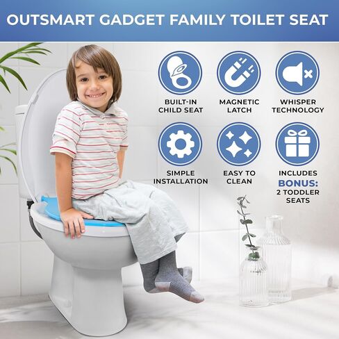 Elongated Family Toilet Seat with Built-In Toddler Potty Training Attachment and Adult Seat, 2 Extra Toddler Seats with Easy Install, All-in-One Slow Close Seat with Magnet Design in Saudi Arabia