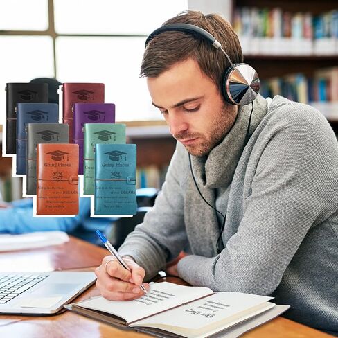 8 قطع من هدايا التخرج من مجلة الكتابة الجلدية، متعددة الألوان، هدايا تهنئة التخرج لخريجي المدارس الثانوية في الكلية، الذهاب بعيدًا، تغيير الوظيفة، دفتر تهنئة بوصلة هدايا للسفر، 120 صفحة in Saudi Arabia