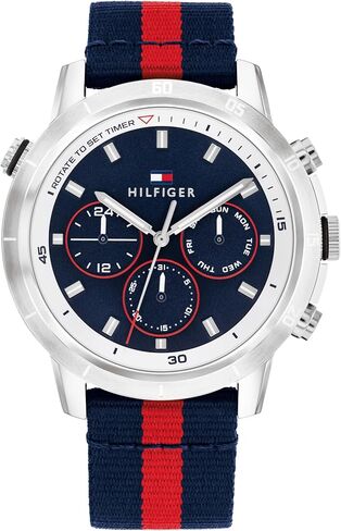 ساعة كاجوال للرجال من Tommy Hilfiger - ساعة يد نايلون متعددة الوظائف - مقاومة للماء حتى 5 ATM/50 مترًا - ساعة عصرية متميزة لجميع المناسبات - 46 ملم in Saudi Arabia