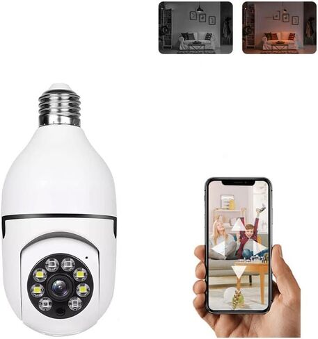 Light Bulb Security Camera Home Wireless WiFi Camera Surveillance Camera Baby Monitor Nanny Cam Pet Camera Video Recording with Audio Remote Control with Phone APP in Kuwait