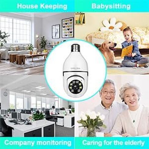 Light Bulb Security Camera Home Wireless WiFi Camera Surveillance Camera Baby Monitor Nanny Cam Pet Camera Video Recording with Audio Remote Control with Phone APP in Kuwait