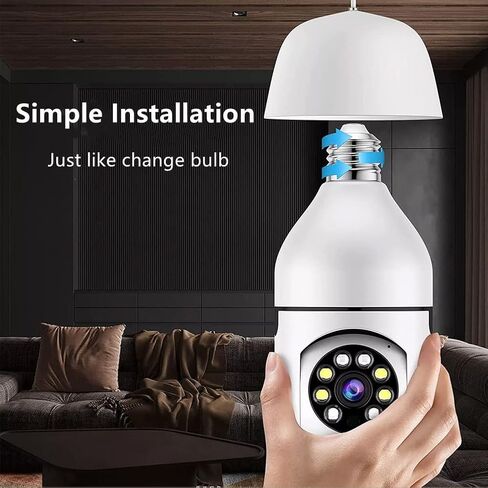 Light Bulb Security Camera Home Wireless WiFi Camera Surveillance Camera Baby Monitor Nanny Cam Pet Camera Video Recording with Audio Remote Control with Phone APP in Kuwait