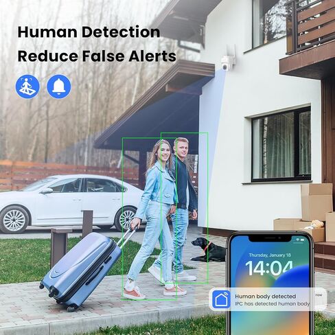 Veezoom 4MP/2K Security Camera Wireless outdoor, 2.4G/5GHz,360° view Pan/Tilt,WIFI Camera with Human Motion Detection, Motion Tracking,Two-Way Talk,Spotlight Color Night Vision in Saudi Arabia