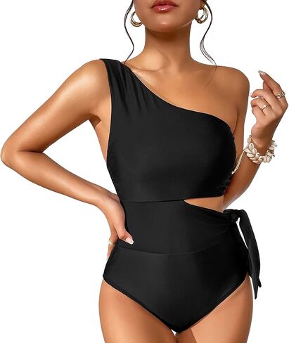 Dixperfect Women's Cut Out One Piece Swimwear Bathing Suit One Shoulder Beachwear Monokini in Saudi Arabia