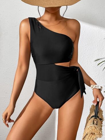 Dixperfect Women's Cut Out One Piece Swimwear Bathing Suit One Shoulder Beachwear Monokini in Saudi Arabia