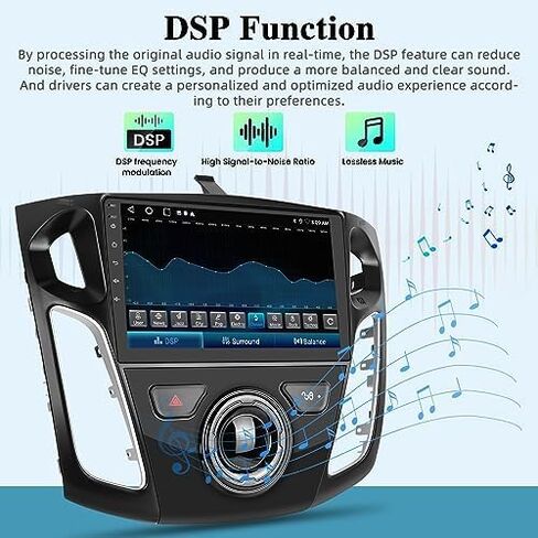 ستيريو سيارة لفورد فوكس 2012-2018 مع Carplay اللاسلكي وAndroid Auto، 2+32G 9 بوصة تعمل باللمس راديو السيارة Android، DSP/GPS/WiFi/SWC + كاميرا احتياطية AHD وميكروفون in Saudi Arabia