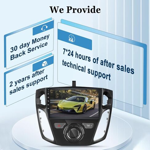 ستيريو سيارة لفورد فوكس 2012-2018 مع Carplay اللاسلكي وAndroid Auto، 2+32G 9 بوصة تعمل باللمس راديو السيارة Android، DSP/GPS/WiFi/SWC + كاميرا احتياطية AHD وميكروفون in Saudi Arabia